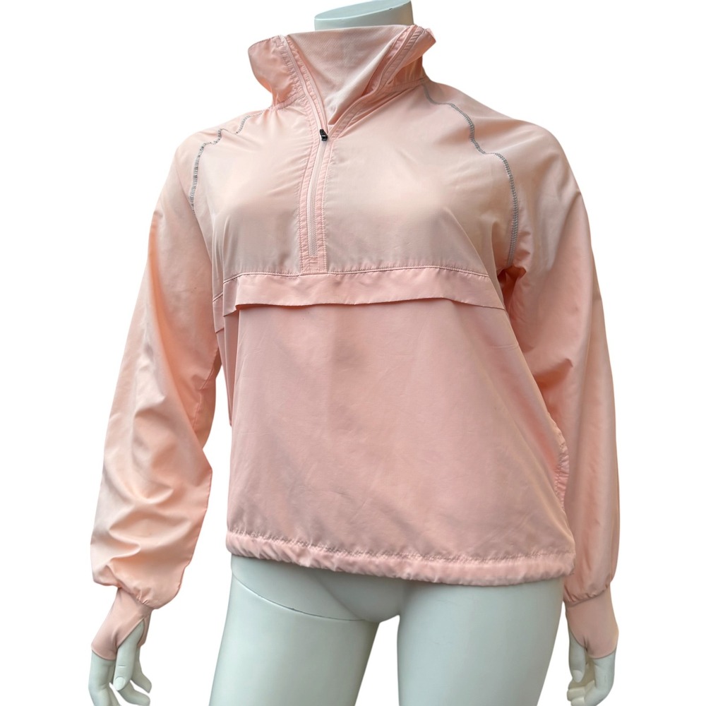 Athletic Works Windbreaker Peach Quarter Zip Vented Back Sporty Activewear L‎